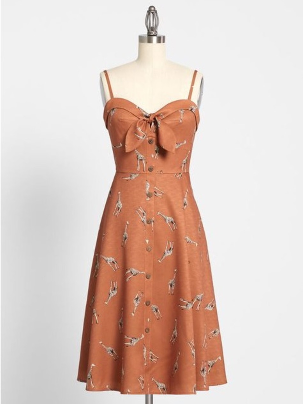 Hutch Burnt Orange Giraffe Print Housewife Midi Dress with Pockets Vintage Style